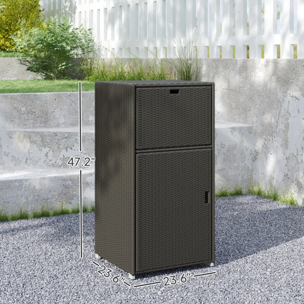 English Elm Outdoor Pe Rattan Pool Storage Cabinet with Drawer and Magnet Sealed Doors T3971P465435