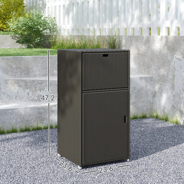 English Elm Outdoor Pe Rattan Pool Storage Cabinet with Drawer and Magnet Sealed Doors T3971P465435