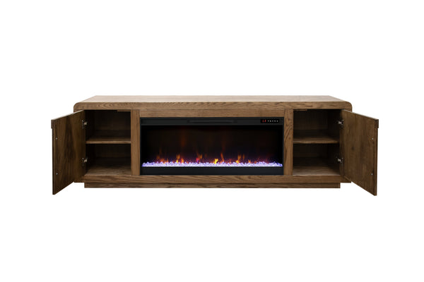 English Elm Eclipse 82-Inch Fireplace Tv Stand For Tvs Up To 90" - Vintage Bourbon & Walnut Finish, Storage & Heat B108P345183