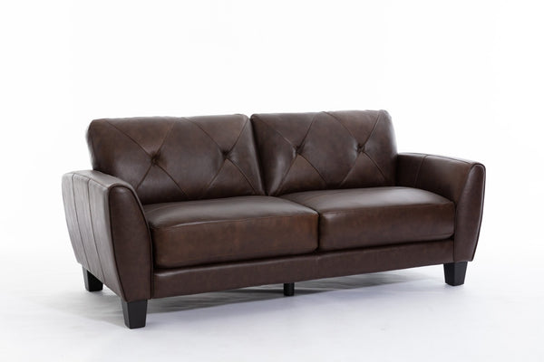English Elm 82" Top-grain Leather Sofa Diamond-stitched Transitional Design for Living Rooms W1896P175676