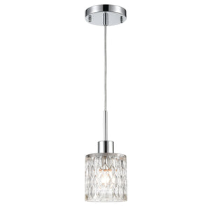 Ezra 4.5'' Wide 1-Light Mini Pendant - Polished Chrome with Textured Clear Crystal 17424/1 Elk Lighting