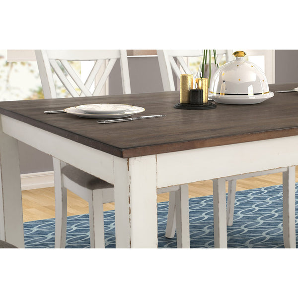 English Elm Ebers 7-Piece Chestnut & Vintage Vanilla Dining Set with Upholstered Chairs, Rustic Two-Tone Charm B062P345389