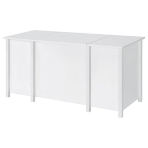 English Elm Rayna White High Gloss Lift-Top 60" Office Desk with 4 Easy-Glide Drawers & Brushed Zinc Hardware B062P351422