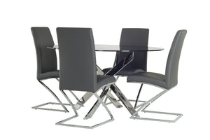 VIG Furniture Pyrite 51" Round Tempered Glass Dining Table With Polished Chrome Sculptural Legs, Seats 4 Modern VGEWF2133AA