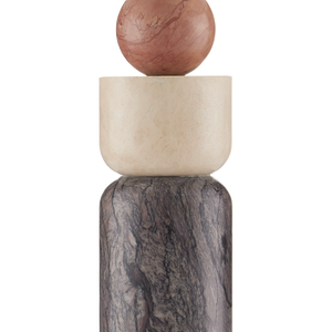 Moreno Table Lamp - Stunning Geometric Design in Rosa Cappuccino & Breccia Marble with Beige Shade