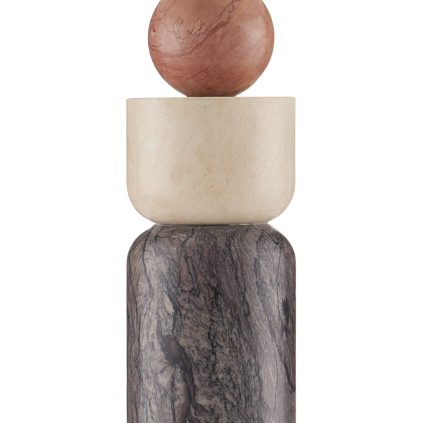 Moreno Table Lamp - Stunning Geometric Design in Rosa Cappuccino & Breccia Marble with Beige Shade