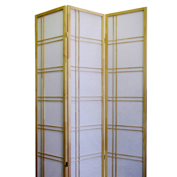 English Elm 70" Tall 3-Panel Room Divider "Girard" - Natural Wood Finish For Stylish Privacy And Flexibility B072115963