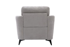 English Elm Carlotta Woven Fabric Accent Chair Grid Tufted Cushions Black Metal Legs Living Room Light Gray B2749P413395