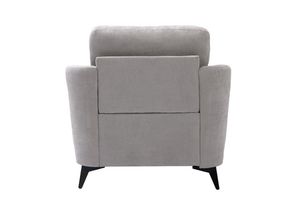 English Elm Carlotta Woven Fabric Accent Chair Grid Tufted Cushions Black Metal Legs Living Room Light Gray B2749P413395