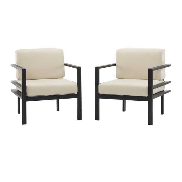 English Elm Christopher Knight Home® - [Set Of 2] 27.7'' Modern Lounge Chairs With Weather-Resistant Cushions For Stylish Outdoor Comfort N767P237029B_2