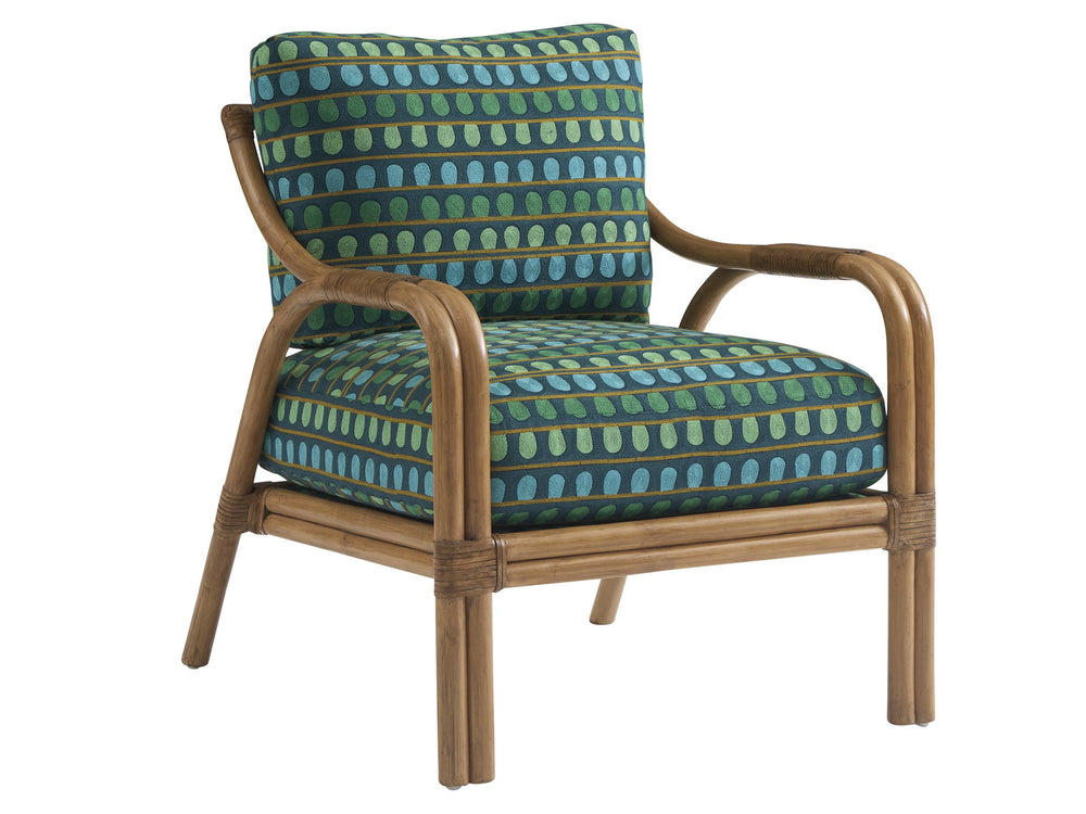 Lexington Calatrava Raffia Accent Chair with Brass Hardware and Down Cushion for Coastal Living Spaces Green 1745-11-40