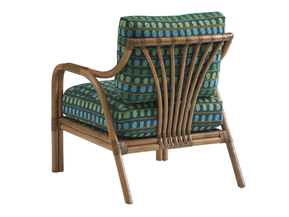 Lexington Calatrava Raffia Accent Chair with Brass Hardware and Down Cushion for Coastal Living Spaces Green 1745-11-40