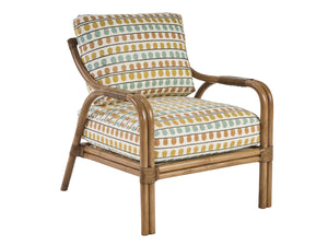 Calatrava Raffia Accent Chair with Brass Hardware and Down Cushion for Coastal Living Spaces