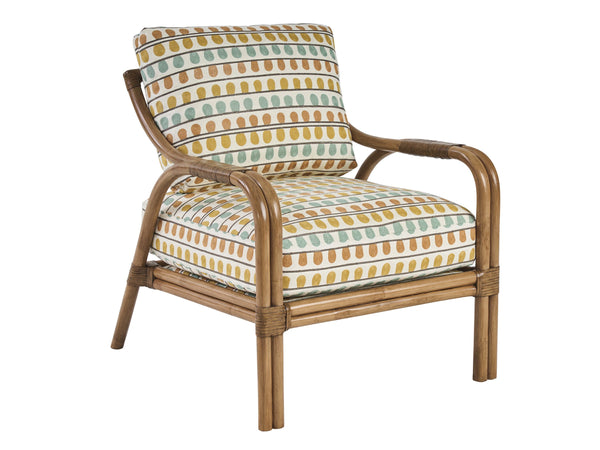 Calatrava Raffia Accent Chair with Brass Hardware and Down Cushion for Coastal Living Spaces