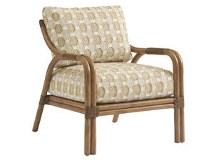 Calatrava Raffia Accent Chair with Brass Hardware and Down Cushion for Coastal Living Spaces