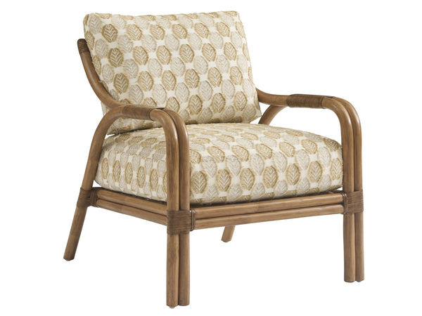 Calatrava Raffia Accent Chair with Brass Hardware and Down Cushion for Coastal Living Spaces