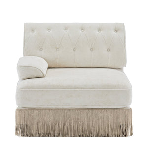 English Elm Sofa Modular Sectional Velvet Button Tufted French Style with Tassel Skirt and Ottoman W714P450804