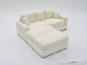 English Elm Modern Sectional Couch - Cozy 2-Piece Corduroy Slipcovers With Throw Pillows For Stylish Living Spaces W2915S00030