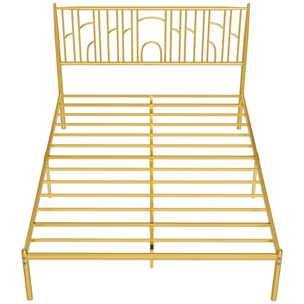 English Elm Queen Upholstered Platform Bed Frame with Wooden Slats, Padded Headboard, Sturdy 800lb Support Black,Brown W2992P233432