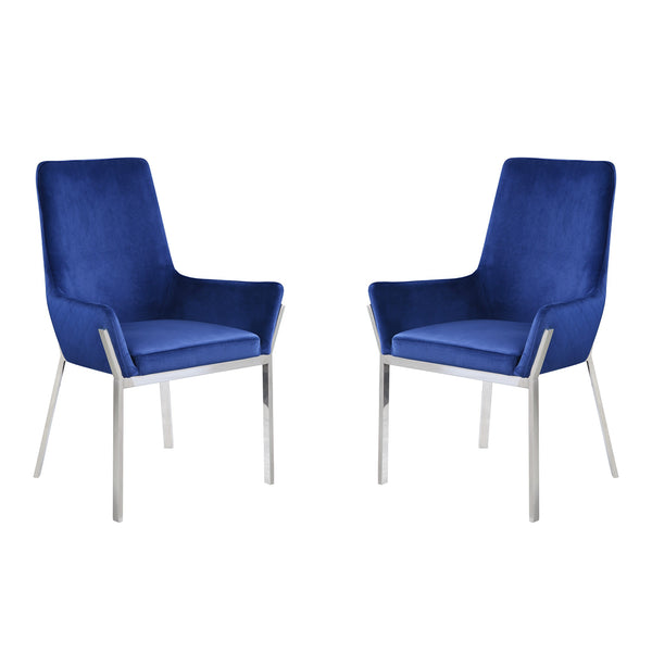 English Elm Set Farmhouse Dining Chairs with X-Back Support and High Back Comfort for Modern Homes, Durable Wood Finish Blue,Silver B016P324715