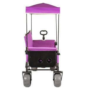 English Elm 3-in-1 Collapsible Wagon with Canopy Bench Tabletop and All-terrain Wheels for Camping Purple W2932P417653