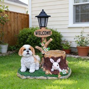English Elm Sitting Corgi Resin Planter Sculpture Whimsical Porch Garden Decor with Succulent Cavity W5398P464240