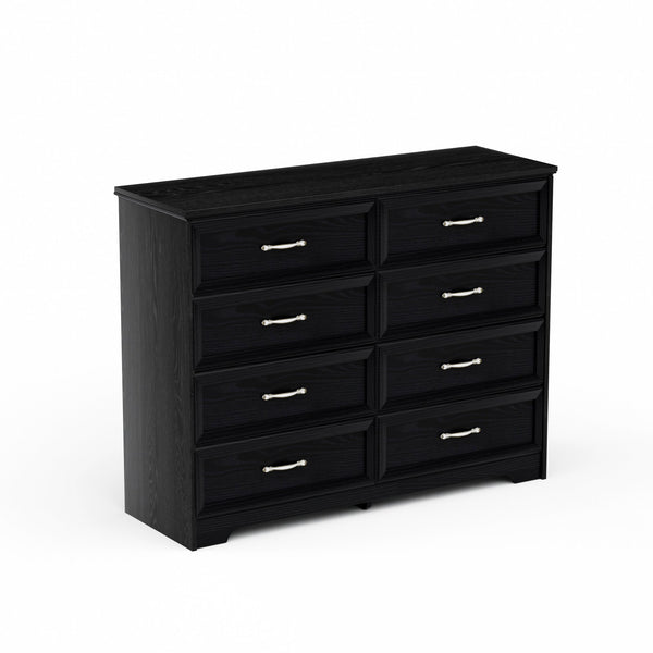English Elm Modern Elegant Chest of Drawers with Antique Gold Knobs, 8-Drawer Durable Clothes Organizer, Waterproof Finish Black W1668P182256