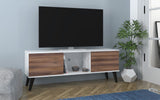 Manhattan Comfort Doyers Mid-Century Modern TV Stand White and Nut Brown 174AMC188