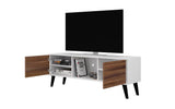 Manhattan Comfort Doyers Mid-Century Modern TV Stand White and Nut Brown 174AMC188