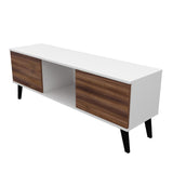 Manhattan Comfort Doyers Mid-Century Modern TV Stand White and Nut Brown 174AMC188