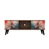 Manhattan Comfort Doyers Mid-Century Modern TV Stand Multi Color Red and Blue 174AMC213