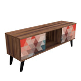 Manhattan Comfort Doyers Mid-Century Modern TV Stand Multi Color Red and Blue 174AMC213