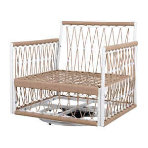 English Elm Christopher Knight Home® - 3-Piece Bohemian Outdoor Furniture Set - Swivel Chairs & Glass Table - Stylish, Durable, Waterproof Cushions N767P306731B_N767P306733B