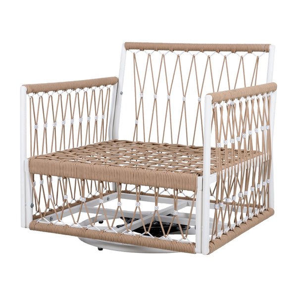 English Elm Christopher Knight Home® - 3-Piece Bohemian Outdoor Furniture Set - Swivel Chairs & Glass Table - Stylish, Durable, Waterproof Cushions N767P306731B_N767P306733B