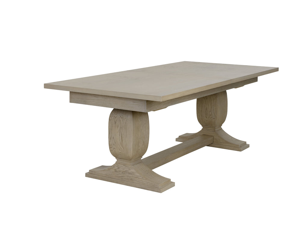 Sunpan Rhaenyra 86" To 120" Extension Dining Table - Elegant Sand Beige Oak Veneer for Stylish Dining Spaces