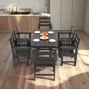 English Elm 7 Piece Hdpe Patio Outdoor Furniture Set For 6 - Stylish, Weather-Resistant Dining Table & Chairs W2681S00008