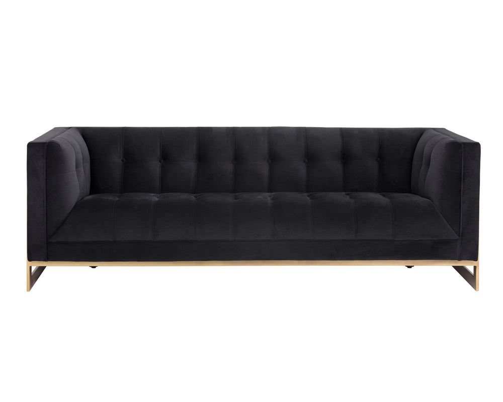 Sunpan Ekon Sofa - Boldly Refined Design with Deep Button Tufting and Rustic Bronze Steel Frame for Any Space Abbington Black