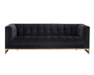 Sunpan Ekon Sofa - Boldly Refined Design with Deep Button Tufting and Rustic Bronze Steel Frame for Any Space Abbington Black
