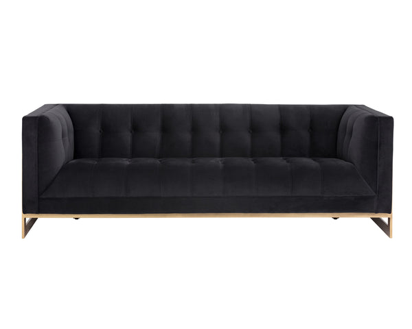 Sunpan Ekon Sofa - Boldly Refined Design with Deep Button Tufting and Rustic Bronze Steel Frame for Any Space Abbington Black