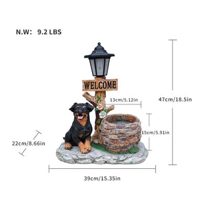 English Elm Labrador Solar Garden Statue with Led Glow and Built-in Succulent Planter Basin W5398P464239