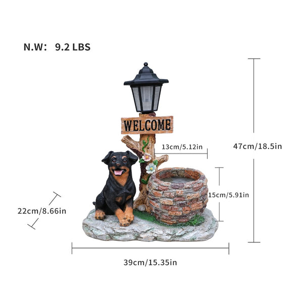 English Elm Labrador Solar Garden Statue with Led Glow and Built-in Succulent Planter Basin W5398P464239