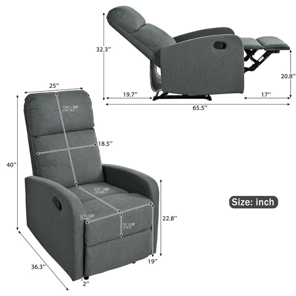 English Elm Christopher Knight Home® - Modern Recliner Plush Manual Recliner Chair with Ergonomic Support, 3-Position Backrest, Durable Fabric Comfort Charcoal N763P256491E