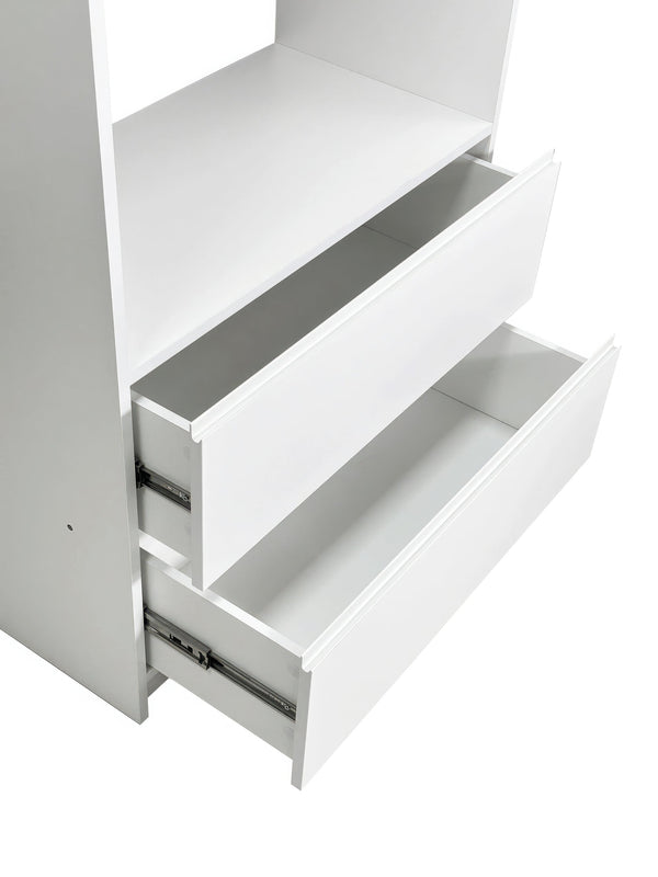 English Elm Prosper White Freestanding Walk-In Wood Closet System with Oak Finish, Modular Storage, Easy Assembly, Durable Construction B040S00140