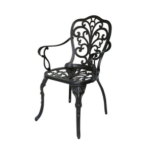English Elm Vigo Cast Aluminum Outdoor Dining Chairs Ornate Scrollwork Bronze Patio Set of 2 N776P381203C