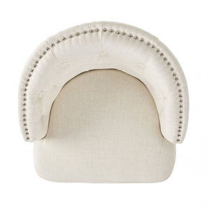 English Elm Christopher Knight Home® - 360 360 Degree Swivel Bar Stool Set of 2 with Nailhead Trim, Tufted Beige Upholstery & Rubberwood Frame N779P326955B