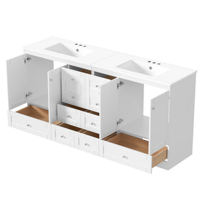 English Elm 72" Freestanding Bathroom Vanity Mdf Shaker Style with Ceramic Sink and Soft Close Storage N729P000031K