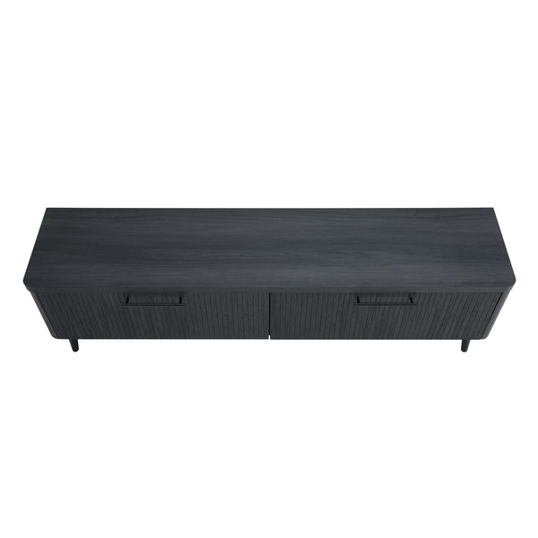 English Elm Jodie 69" Fluted TV Stand with Splayed Metal Legs, Fluted Drawers & Black Handles for 75" TVs Charcoal grey B365P397916