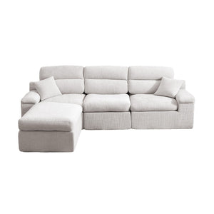 English Elm Corner Chenille Sectional Sleeper Sofa with High Back Support for Apartment Living Light Gray W5532S00035