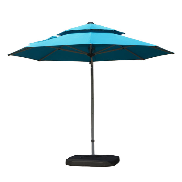 English Elm Round Cantilever Umbrella with Center Pole - 9-Rib Reinforced Aluminum Frame, 360° Pedal Rotate, Hydraulic Opening and 5-Position Tilt Adjustment for Superior Sun Protection Lake Blue W1859P337908
