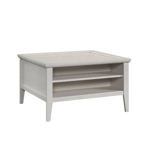 English Elm Coffee Table with Spacious Drawer and Open Shelf, Engineered Wood, Rustic-Modern Farmhouse Charm, Sturdy Design LIGHT GREY B356P354459